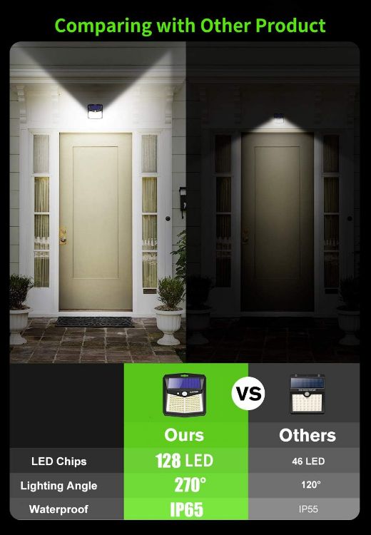 Picture of CLAONER Solar Powered Lights Outdoor, Upgraded Wireless 270° IP65 Solar Motion Sensor Security/Wall Light for Front Door, Yard, Garage, Garden, Fence, Cool White (2 Pack) [Energy Class A]