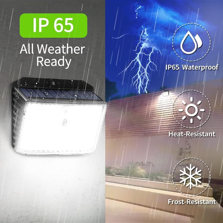 Picture of CLAONER Solar Security Lights Outdoor, Motion Sensor Light 3 Lighting Modes Solar Powered LED Lights IP65 Solar Wall Lights for Yard Garage Garden Fence Door (4 Pack) [Energy Class A]