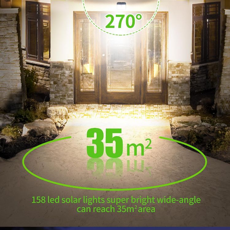 Picture of CLAONER Solar Security Lights Outdoor, Motion Sensor Light 3 Lighting Modes Solar Powered LED Lights IP65 Solar Wall Lights for Yard Garage Garden Fence Door (4 Pack) [Energy Class A]