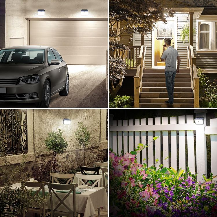 Picture of CLAONER Solar Security Lights Outdoor, Motion Sensor Light 3 Lighting Modes Solar Powered LED Lights IP65 Solar Wall Lights for Yard Garage Garden Fence Door (4 Pack) [Energy Class A]