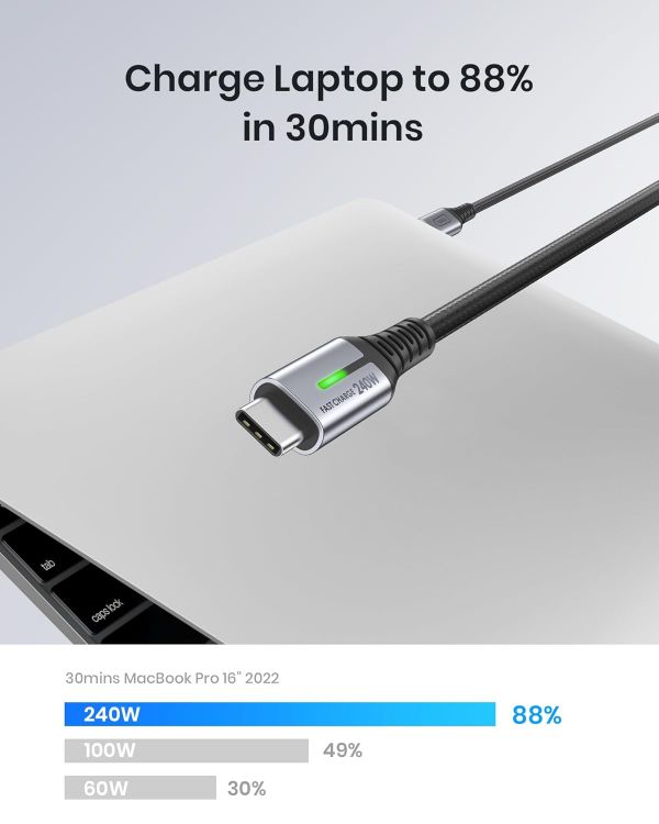 Picture of INIU 240W USB C to USB C Charger Cable, [2-Pack 2m] PD Type C Charge Cable, Super Fast Charging USB C Cable for iPhone 17 16 15 Pro Max Plus, MacBook iPad Air, Samsung S25 S24 Ultra, Steam Deck etc.