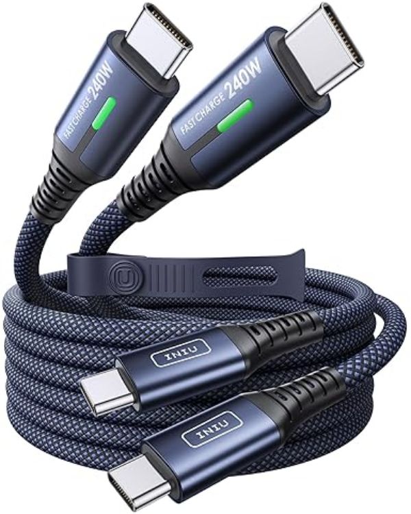 Picture of INIU 240W USB C to USB C Charger Cable, [2-Pack 2m] PD Type C Charge Cable, Super Fast Charging USB C Cable for iPhone 17 16 15 Pro Max Plus, MacBook iPad Air, Samsung S25 S24 Ultra, Steam Deck etc.