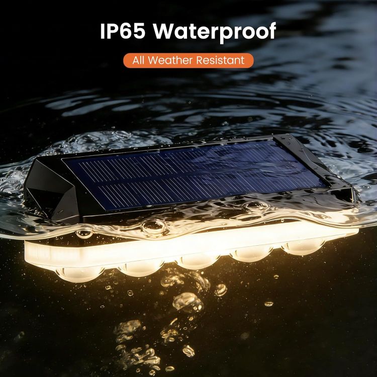 Picture of Solar Fence Lights Outdoor, 4 Pack Solar Lights Outdoor Garden Warm White/Cool White& RGB 8 Colors, 5 Lens 40 Lighting Modes, IP65 Waterproof, Outside Wall Light for Garage, Yard, Pathway [Energy Class A]