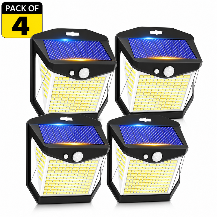 Picture of Solar Security Lights Outdoor Garden - 248 LED Solar Powered Outside Light 3 Modes Motion Sensor and 270°Wide Angle IP65 Waterproof Solar Power Wall Lighting For Fence Flood Door Garage Yard 2Pack [Energy Class A+++]