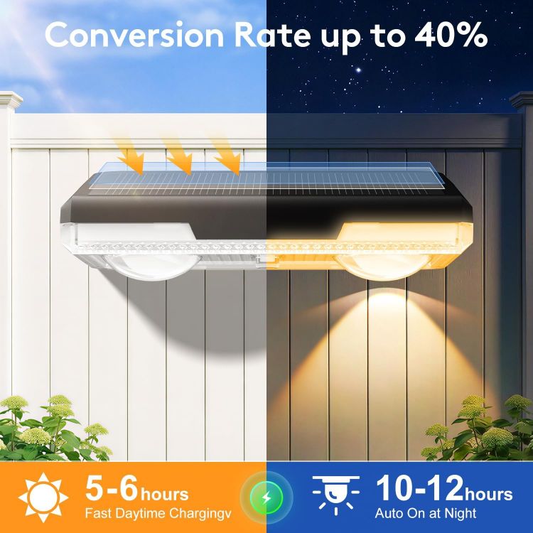 Picture of Solar-Fence-Lights-Outdoor-Garden - 4 Pack Garden Wall Lights Outdoor 8 Colors 9 Modes RGB Fence Light For Ouside IP65 Waterproof - Light Solar Powered Patio Deck Pool Step Fence Gate Yard Decoration [Energy Class G]