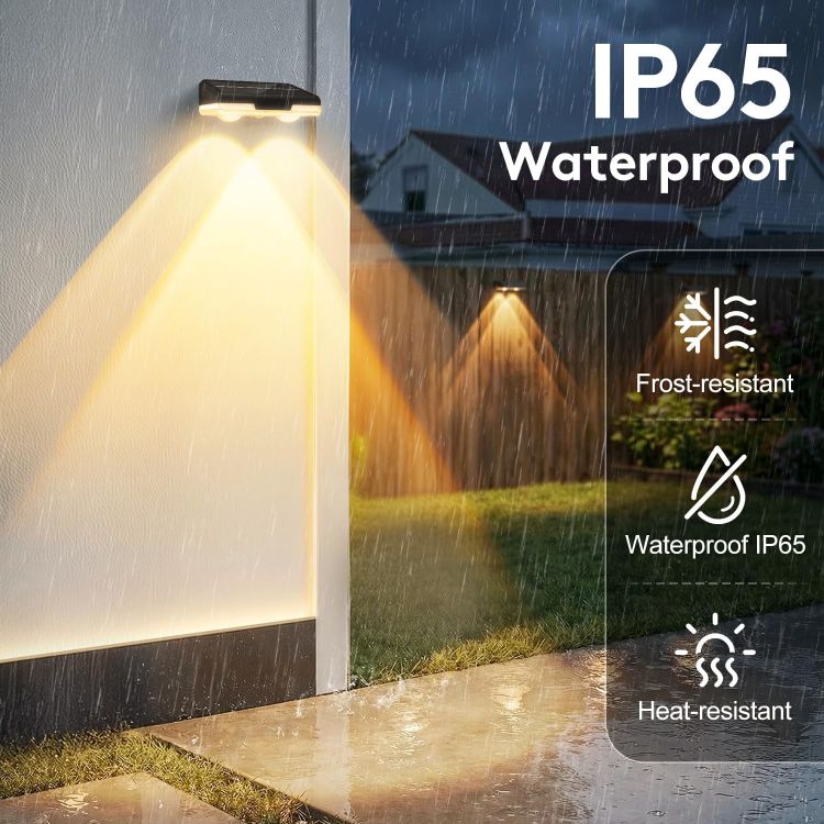 Picture of Solar-Fence-Lights-Outdoor-Garden - 4 Pack Garden Wall Lights Outdoor 8 Colors 9 Modes RGB Fence Light For Ouside IP65 Waterproof - Light Solar Powered Patio Deck Pool Step Fence Gate Yard Decoration [Energy Class G]