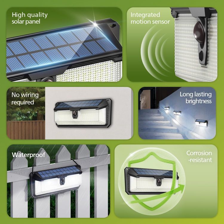 Picture of Philips Solar Lights Motion Sensor Outdoor, 120 LEDs Solar Powered Security Lights,3 Lighting Modes, Waterproof Wall Lights for Outside Yard Fence Garden Garage (1) [Energy Class A]