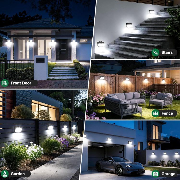 Picture of Solar Motion Sensor Lights Outdoor Garden, Solar Security Fence Wall Lights 3 Modes, 132 LED Solar Powered Outside Lights IP65 Waterproof for Garden Front Door Yard Garage 3 Pack Cool White 6000K [Energy Class E]