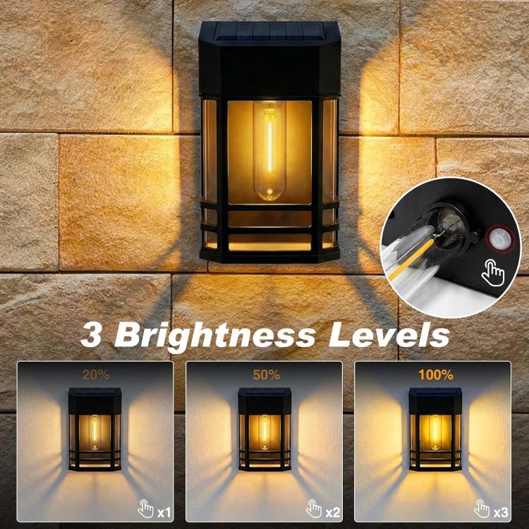 Picture of nipify Solar Fence Lights Outdoor Garden, 6 Packs LED Retro Solar Wall Lights Outdoor Waterproof, Auto On/Off Fence Lights Solar Powered for Patio Decking Gate Yard Stair Decoration(Warm White) [Energy Class A]