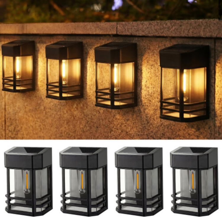 Picture of nipify Solar Fence Lights Outdoor Garden, 6 Packs LED Retro Solar Wall Lights Outdoor Waterproof, Auto On/Off Fence Lights Solar Powered for Patio Decking Gate Yard Stair Decoration(Warm White) [Energy Class A]