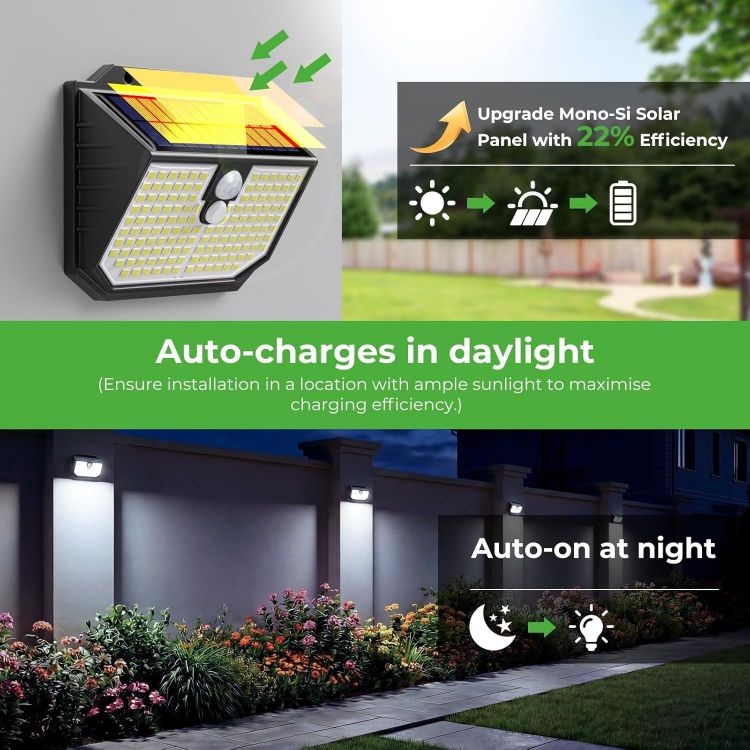Picture of nipify Solar Security Lights,Upgraded 5000K Neutral Outdoor Solar Light, Solar Lights Outdoor Garden with 3 Modes Motion Sensor,IP65 Waterproof Solar Wall Light for Fence Front Door Yard Garage [Energy Class E]