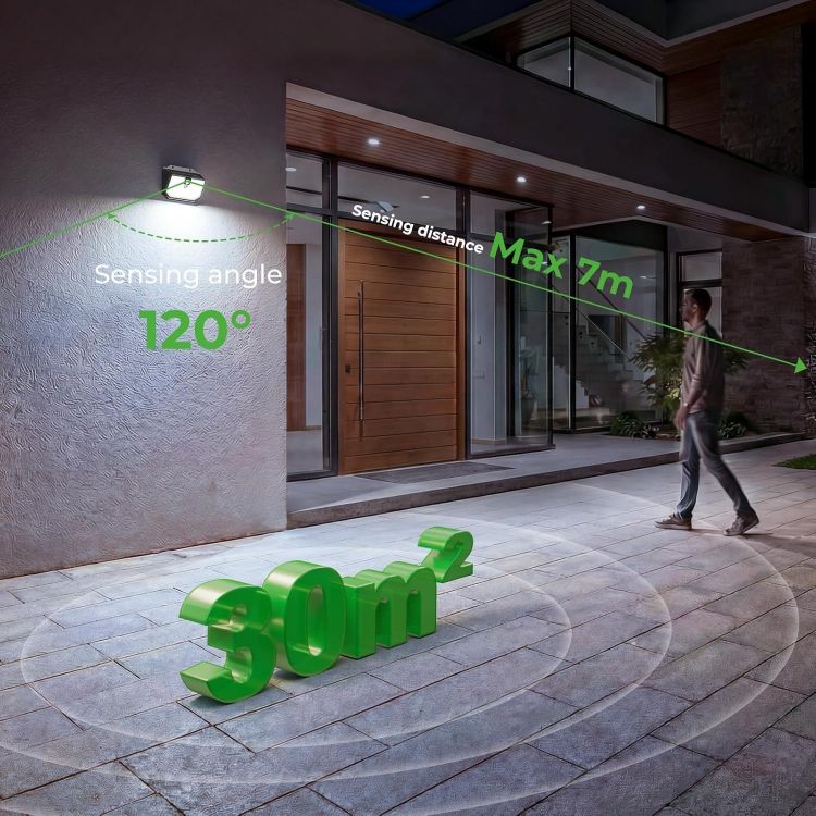 Picture of nipify Solar Security Lights,Upgraded 5000K Neutral Outdoor Solar Light, Solar Lights Outdoor Garden with 3 Modes Motion Sensor,IP65 Waterproof Solar Wall Light for Fence Front Door Yard Garage [Energy Class E]
