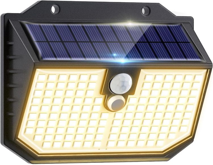 Picture of nipify Solar Security Lights,Upgraded 3000K Warm Outdoor Solar Light, Solar Lights Outdoor Garden with 3 Modes Motion Sensor,IP65 Waterproof Solar Wall Light for Fence Front Door Yard Garage [Energy Class E]