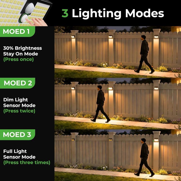 Picture of nipify Solar Security Lights,Upgraded 3000K Warm Outdoor Solar Light, Solar Lights Outdoor Garden with 3 Modes Motion Sensor,IP65 Waterproof Solar Wall Light for Fence Front Door Yard Garage [Energy Class E]