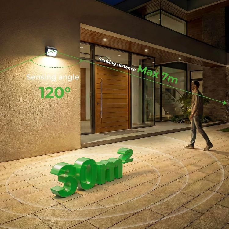 Picture of nipify Solar Security Lights,Upgraded 3000K Warm Outdoor Solar Light, Solar Lights Outdoor Garden with 3 Modes Motion Sensor,IP65 Waterproof Solar Wall Light for Fence Front Door Yard Garage [Energy Class E]