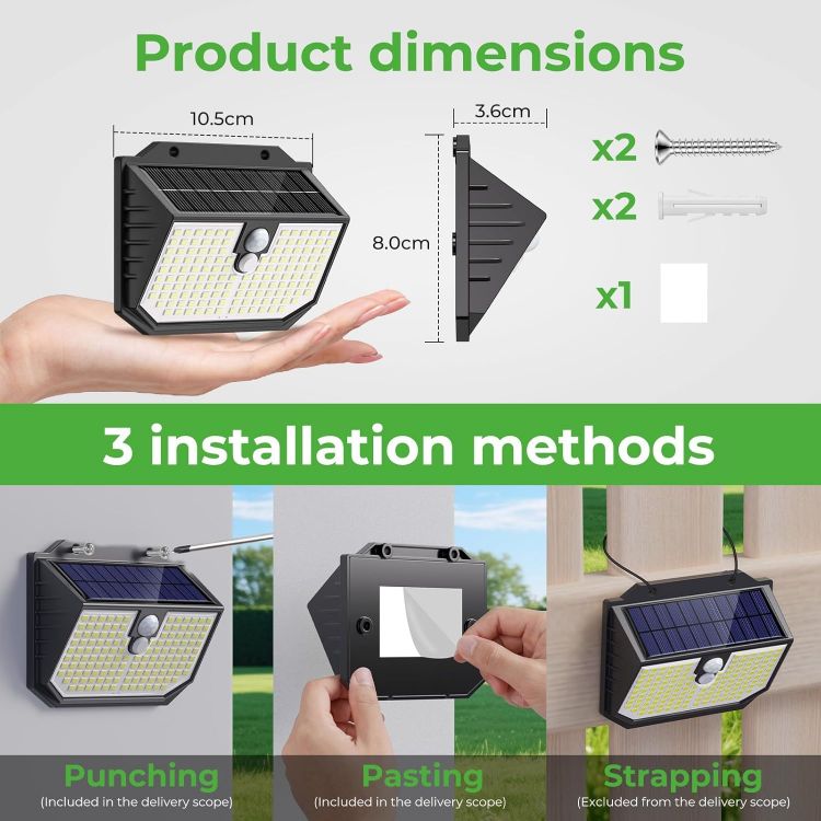 Picture of nipify Solar Security Lights,Upgraded 3000K Warm Outdoor Solar Light, Solar Lights Outdoor Garden with 3 Modes Motion Sensor,IP65 Waterproof Solar Wall Light for Fence Front Door Yard Garage [Energy Class E]