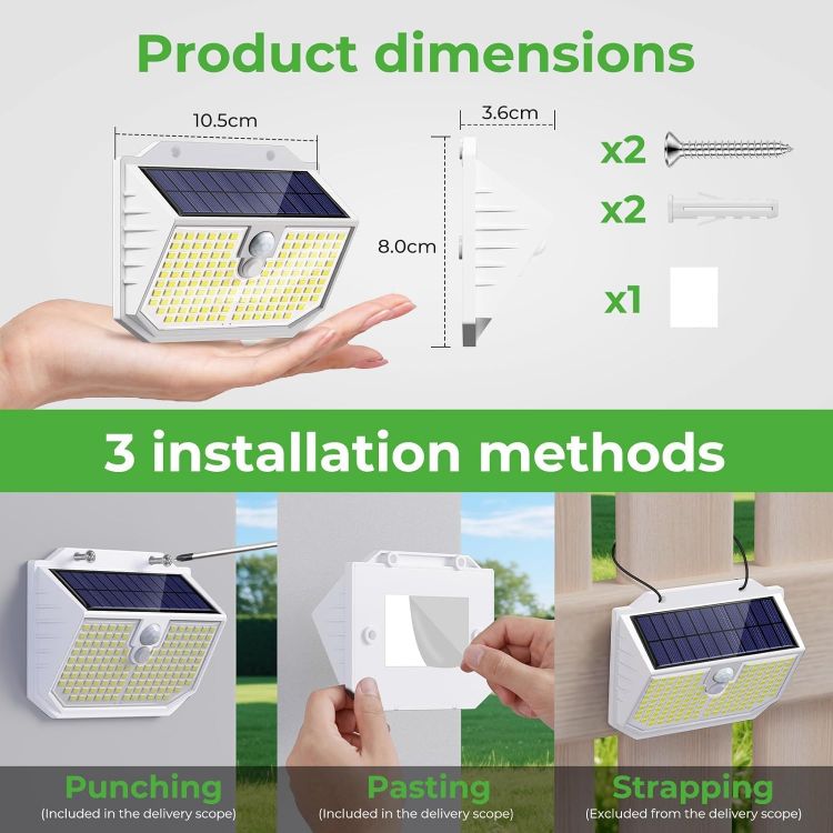 Picture of nipify Solar Security Lights,Upgraded 5000K Neutral Outdoor Solar Light, Solar Lights Outdoor Garden with 3 Modes Motion Sensor,IP65 Waterproof Solar Wall Light for Fence Front Door Yard Garage