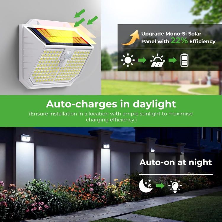 Picture of nipify Solar Security Lights,Upgraded 5000K Neutral Outdoor Solar Light, Solar Lights Outdoor Garden with 3 Modes Motion Sensor,IP65 Waterproof Solar Wall Light for Fence Front Door Yard Garage