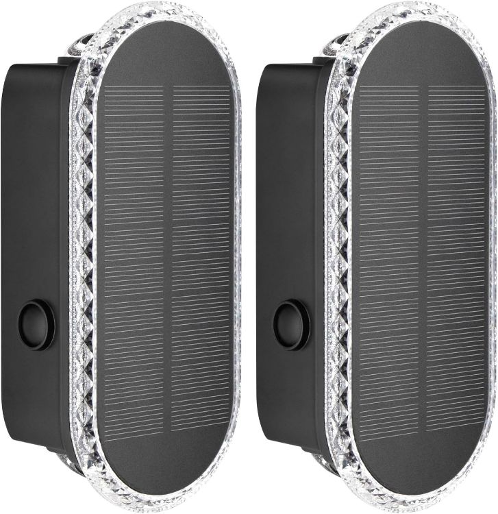 Picture of HAMLITE Solar Light for Garden Fence: IP65 Waterproof Adjustable 3000K-6500K - 2 Packs ABS Wall Mounted Light with 1500mA Battery for Deck Garden Door Porch Fence Patio