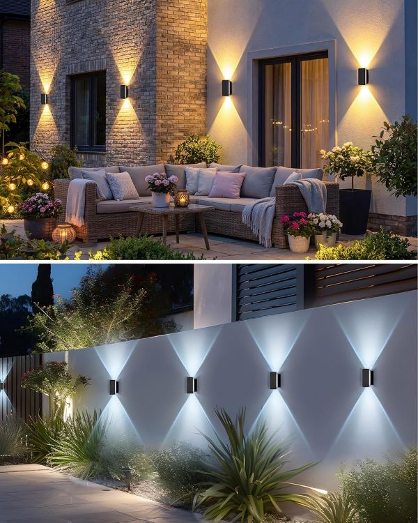 Picture of vighep Solar Fence Lights Outdoor Garden, 2 Pack Up and Down Solar Wall Lights, 5 Colour Temperatures 3000K-6000K, IP65 Waterproof Dusk to Dawn Garden Decor for Front Door Gate Porch