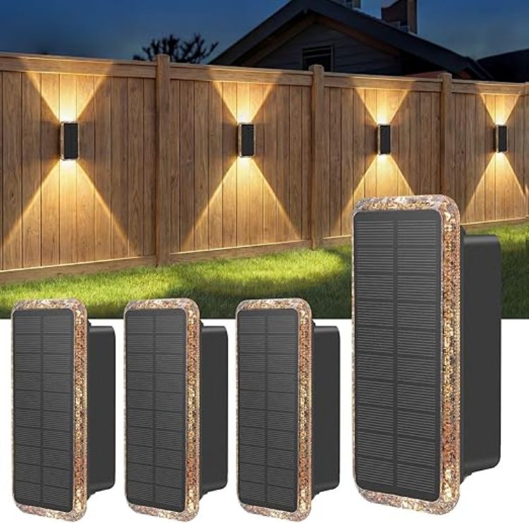 Picture of vighep Solar Fence Lights Outdoor Garden, 2 Pack Up and Down Solar Wall Lights, 5 Colour Temperatures 3000K-6000K, IP65 Waterproof Dusk to Dawn Garden Decor for Front Door Gate Porch