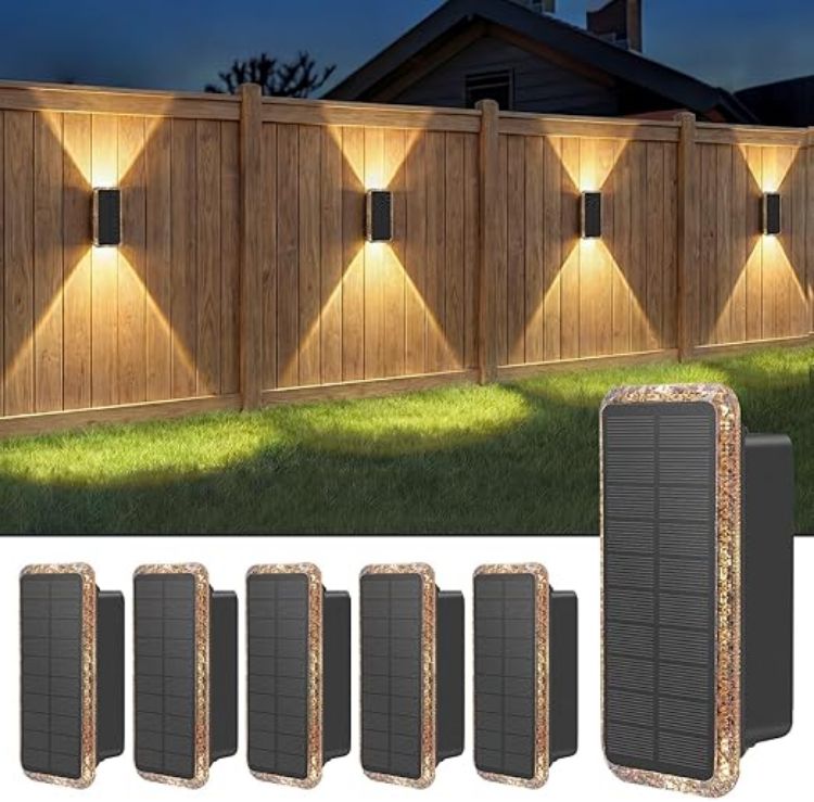 Picture of vighep Solar Fence Lights Outdoor Garden, 2 Pack Up and Down Solar Wall Lights, 5 Colour Temperatures 3000K-6000K, IP65 Waterproof Dusk to Dawn Garden Decor for Front Door Gate Porch