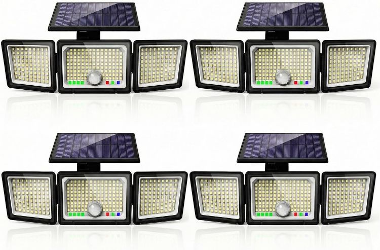 Picture of CLAONER Solar Lights Outdoor, Upgraded 286 LED Motion Sensor Security Light with 360° Wide Lighting Angle, Easy to Install, IP65 Waterproof Durable Solar Powered Flood Lights for Outside