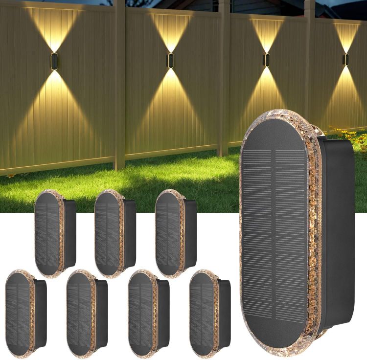 Picture of ELLASAY Solar Fence Lights Outdoor Garden,3000K/4000K/6000K 3 Modes Brighter Garden Lights Solar Powered Waterproof IP65 for Wall,Patio,Backyard,Porch,Pool Decorations,8PK