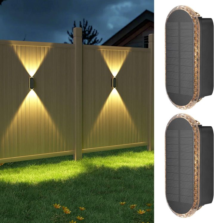 Picture of ELLASAY Solar Fence Lights Outdoor Garden,3000K/4000K/6000K 3 Modes Brighter Garden Lights Solar Powered Waterproof IP65 for Wall,Patio,Backyard,Porch,Pool Decorations,8PK
