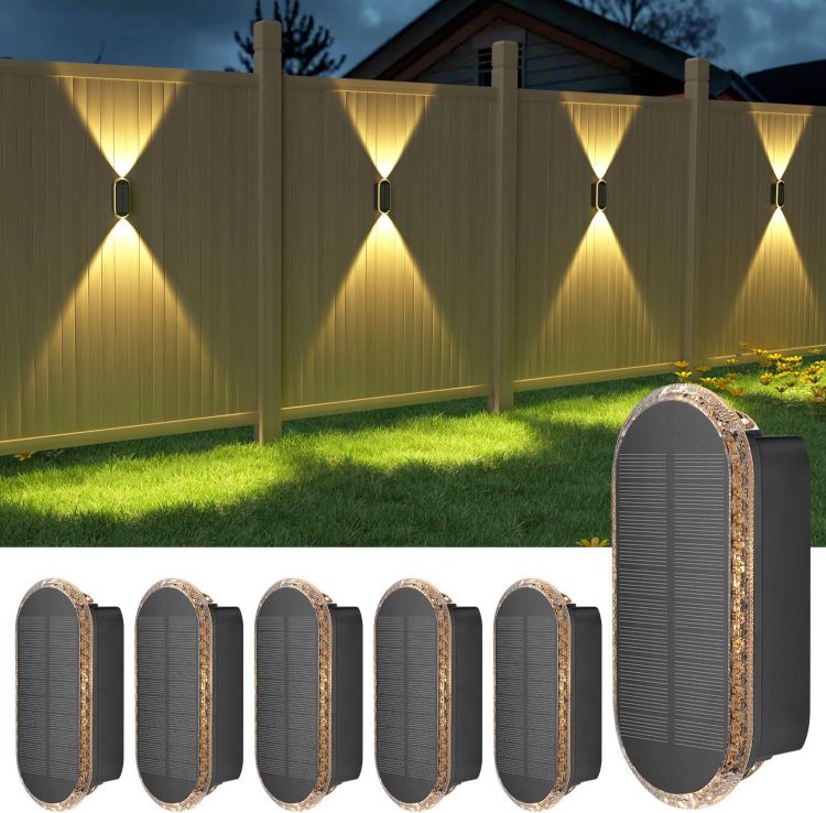 Picture of ELLASAY Solar Fence Lights Outdoor Garden,3000K/4000K/6000K 3 Modes Brighter Garden Lights Solar Powered Waterproof IP65 for Wall,Patio,Backyard,Porch,Pool Decorations,8PK