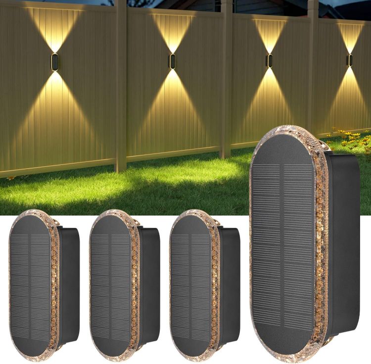Picture of ELLASAY Solar Fence Lights Outdoor Garden,3000K/4000K/6000K 3 Modes Brighter Garden Lights Solar Powered Waterproof IP65 for Wall,Patio,Backyard,Porch,Pool Decorations,8PK