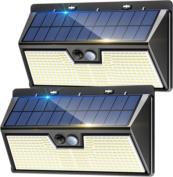 Picture of nipify 318LED Solar Security Lights Outdoor Motion Sensor, 4 Pack 3 Modes Solar Powered Fence Light Waterproof, Bright Pir Wall Light for Garden Yard Garage Outside Door Porch Decking Gate [Energy Class E]