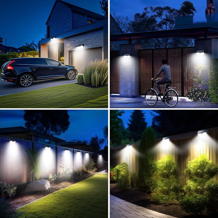 Picture of nipify 318LED Solar Security Lights Outdoor Motion Sensor, 4 Pack 3 Modes Solar Powered Fence Light Waterproof, Bright Pir Wall Light for Garden Yard Garage Outside Door Porch Decking Gate [Energy Class E]
