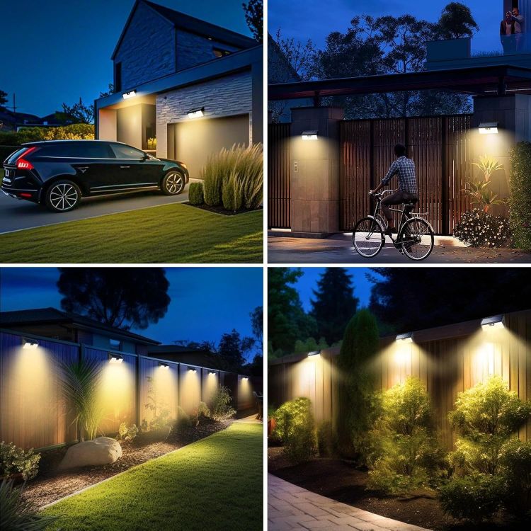 Picture of nipify Solar Lights Outdoor Garden Motion Sensor, 3 Modes 318LED Solar Powered Security Fence Light Waterproof, Bright Pir Wall Light for Yard Garage Outside Door Porch Warm White