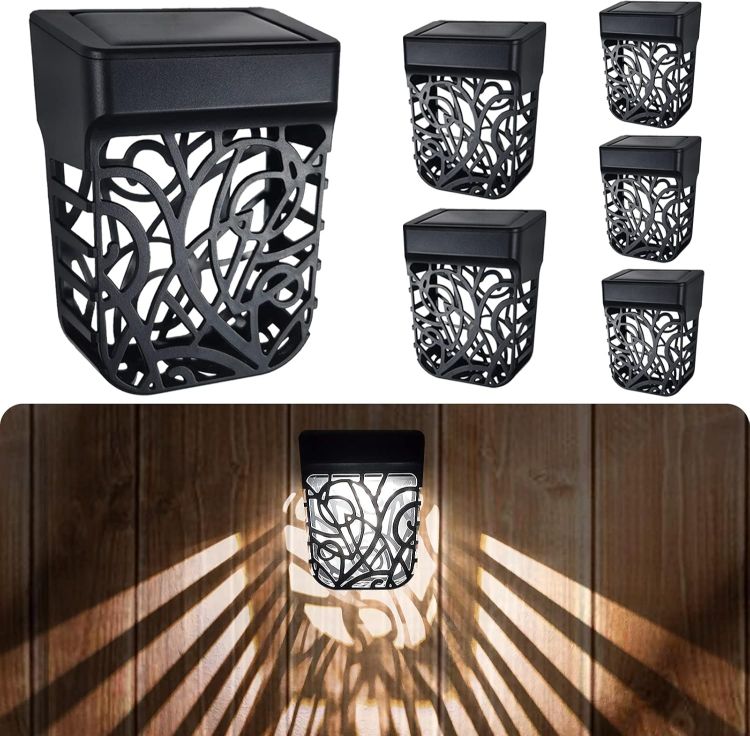 Picture of Chipark Fence Lights Garden Outdoor Solar Powered Wall Light ​IP65 Waterproof LED Wireless Lights for Yard Deck Roof Patio Stairway Gate Lighting Decoration 6 Pack(Cool White)