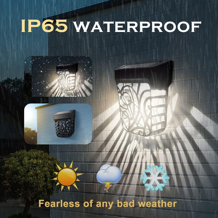 Picture of Chipark Fence Lights Garden Outdoor Solar Powered Wall Light ​IP65 Waterproof LED Wireless Lights for Yard Deck Roof Patio Stairway Gate Lighting Decoration 6 Pack(Cool White)