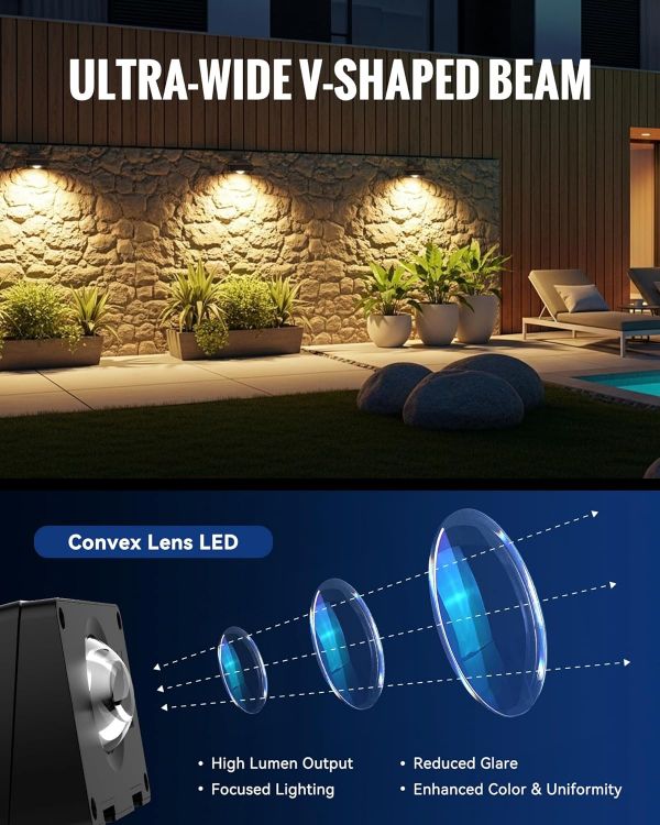 Picture of Solar Fence Lights Outdoor, 3000/4500/6000K 3 Mode, Fence Lights Solar Powered for Outside Backyard, Railing, Step, Patio, Fence Post, Home Improvement Garden Decor，6 Pack [Energy Class A+++]