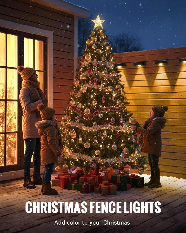 Picture of Solar Fence Lights Outdoor, 3000/4500/6000K 3 Mode, Fence Lights Solar Powered for Outside Backyard, Railing, Step, Patio, Fence Post, Home Improvement Garden Decor，6 Pack [Energy Class A+++]