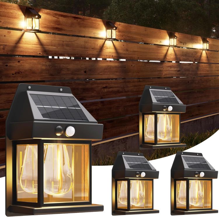 Picture of Flacchi Solar Lights Outdoor - Waterproof Solar Wall Lights with Motion Sensor 3 Lighting Mode for Gardens, Courtyards, and Porches (4 Pack)