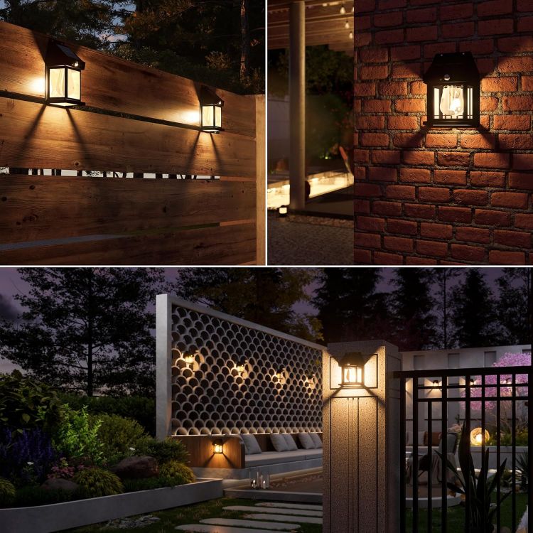 Picture of Flacchi Solar Lights Outdoor - Waterproof Solar Wall Lights with Motion Sensor 3 Lighting Mode for Gardens, Courtyards, and Porches (4 Pack)