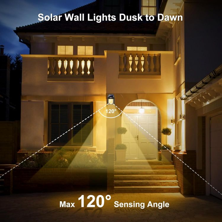 Picture of Flacchi Solar Lights Outdoor - Waterproof Solar Wall Lights with Motion Sensor 3 Lighting Mode for Gardens, Courtyards, and Porches (4 Pack)