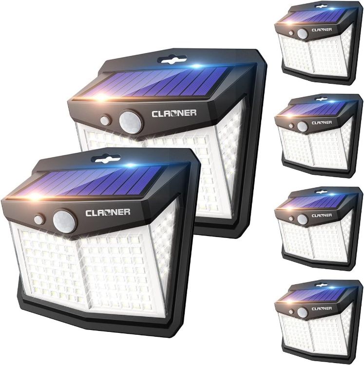 Picture of Claoner Solar Lights Outdoor, Upgraded Motion Sensor Security Lights with 3 Modes IP65 Waterproof Durable Solar Powered Wall Lights 270° Lighting Angle for Yard Door Fence (6 Pack) [Energy Class A+++]