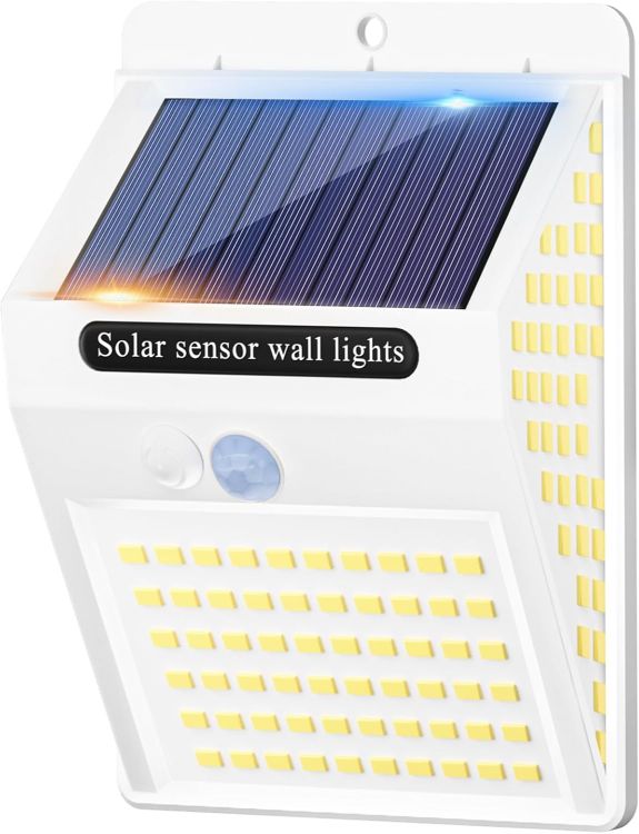 Picture of litogo 140LED White Frame Solar Security Lights Outdoor, Solar Motion Sensor Lights 270ºWide Angle Waterproof Solar Powered Durable Wall Lights Outside 3 Modes [Energy Class E]