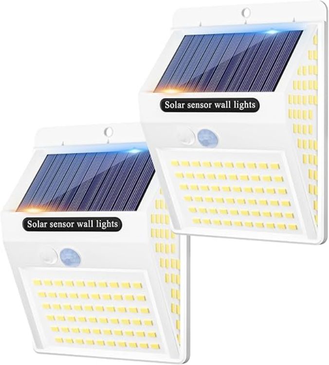 Picture of litogo 140LED White Frame Solar Security Lights Outdoor, Solar Motion Sensor Lights 270ºWide Angle Waterproof Solar Powered Durable Wall Lights Outside 3 Modes [Energy Class E]