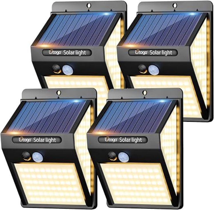 Picture of litogo 140 LED Solar Security Lights Outdoor, Solar Motion Sensor Lights 270ºWide Angle Waterproof Solar Powered Durable Wall Lights Outside 3 Modes for Garden Fence Door Yard Garage Pathway (1 Pack) [Energy Class E]