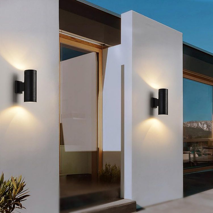 Picture of EBION Outdoor Wall Lights,IP65 Up Down Outside Lights Mains Powered GU10 | Aluminium Black Exterior Wall Lights,Mordern Outdoor Garden Wall Lamp for Front Door Porch Garden Patio,Bulbs Not Included