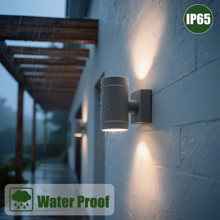 Picture of EBION Outdoor Wall Lights,IP65 Up Down Outside Lights Mains Powered GU10 | Aluminium Black Exterior Wall Lights,Mordern Outdoor Garden Wall Lamp for Front Door Porch Garden Patio,Bulbs Not Included