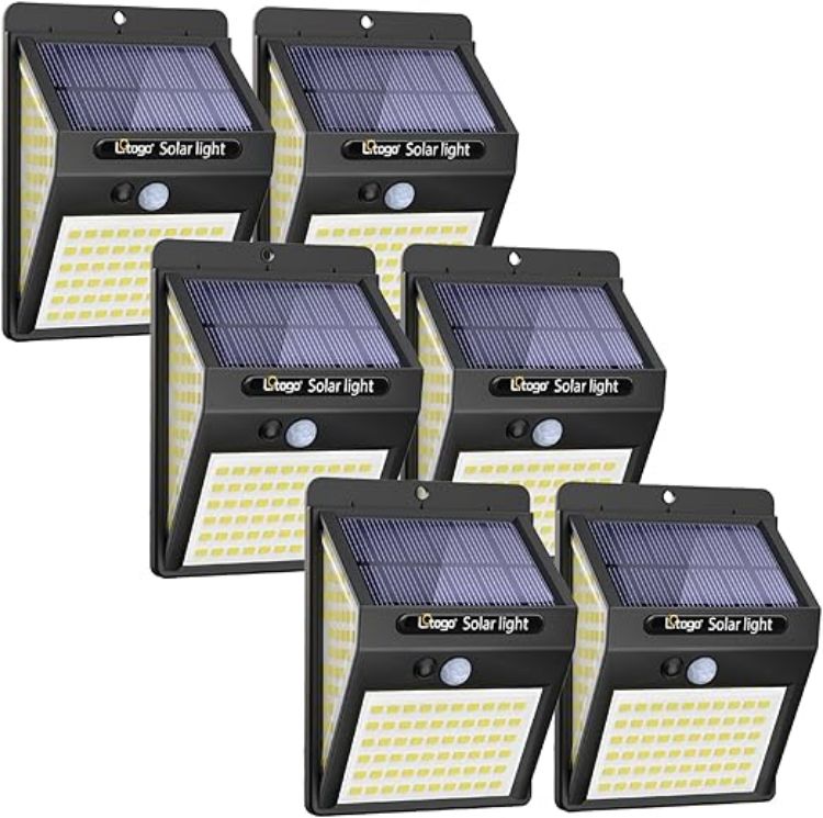 Picture of litogo 140 LED Solar Security Lights Outdoor, Solar Motion Sensor Lights 270ºWide Angle Waterproof Solar Powered Durable Wall Lights Outside 3 Modes for Garden Fence Door Yard Garage Pathway (1 Pack) [Energy Class E]