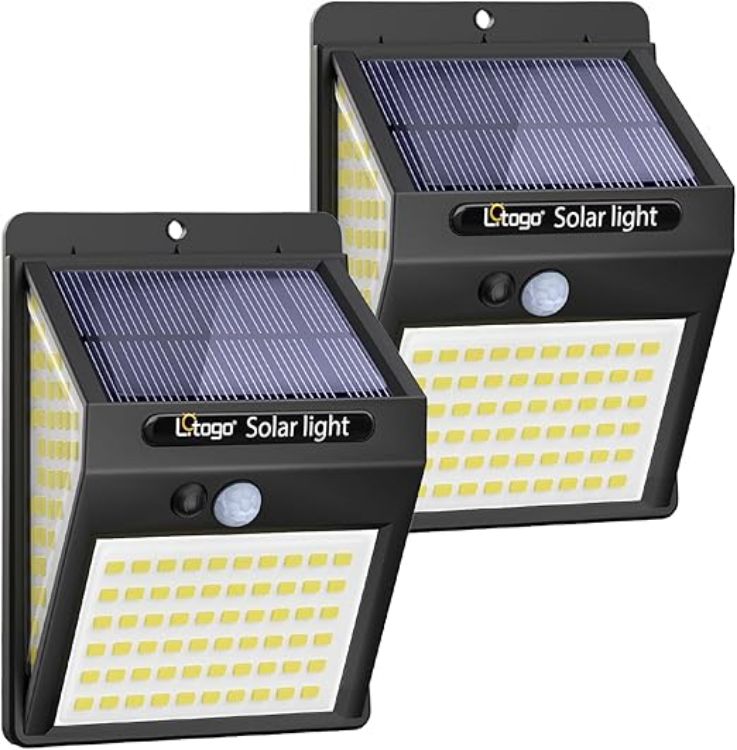 Picture of litogo 140 LED Solar Security Lights Outdoor, Solar Motion Sensor Lights 270ºWide Angle Waterproof Solar Powered Durable Wall Lights Outside 3 Modes for Garden Fence Door Yard Garage Pathway (1 Pack) [Energy Class E]