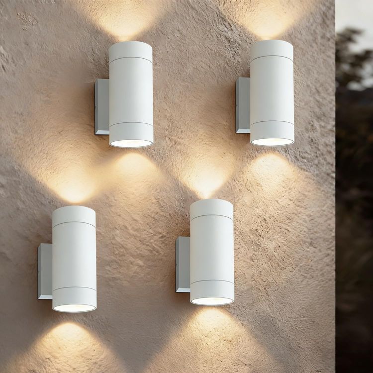 Picture of EBION Outdoor Wall Lights,Up Down Outside Lights Mains Powered IP65 Waterproof,Aluminium White Exterior Wall Sconce,GU10 Garden Wall Lamp for Indoor,Front Door,Garage,Porch,Patio